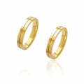 Par de Alianças Friso Central 18K